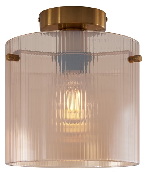 Lampada da soffitto Art Déco ottone con vetro ambra - Laura