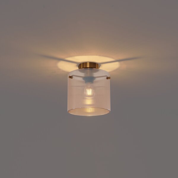Lampada da soffitto Art Déco ottone con vetro ambra - Laura