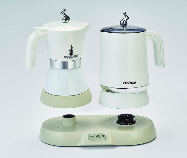 Ariete Breakfast Station 1344 Caffettiera elettrica Moka 2 o 4 Tazze Caff Macinato in Polvere + Cappuccinatore Montalatte