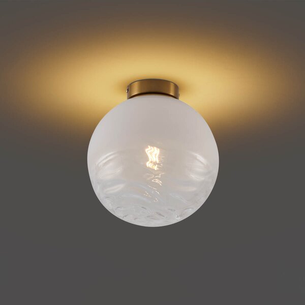 Lampada da soffitto di design in ottone con vetro bianco sfumato - Pillon
