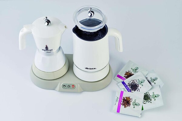 Ariete Breakfast Station 1344 Caffettiera elettrica Moka 2 o 4 Tazze Caff Macinato in Polvere + Cappuccinatore Montalatte