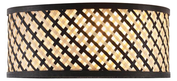 Lampada da soffitto in rattan orientale con struttura nera 30 cm - Tremmo