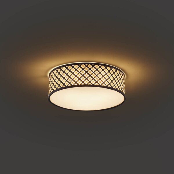 Lampada da soffitto in rattan orientale con struttura nera 40 cm - Tremmo