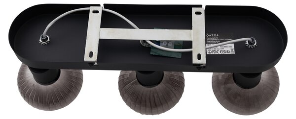 Faretto da soffitto rotondo nero con vetro fumé 3 luci - Teddy