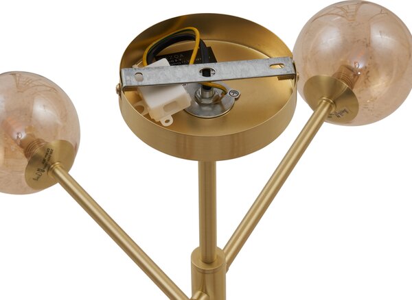 Plafoniera moderna ottone con vetro ambrato 6 luci - Ryan