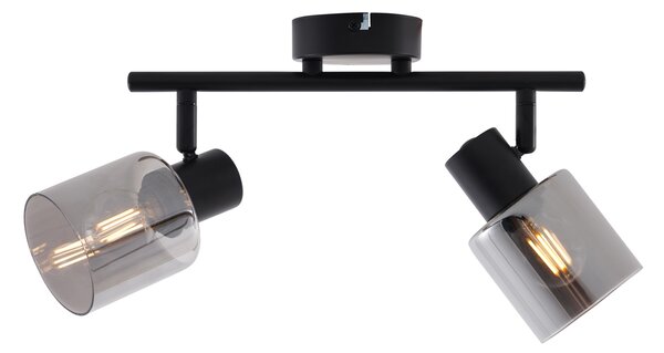 Plafoniera moderna nera con vetro fumé rotondo a 2 luci - Cilin