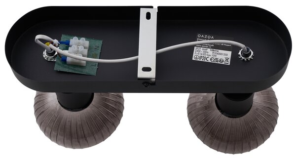 Faretto da soffitto rotondo nero con vetro fumé 2 luci - Teddy