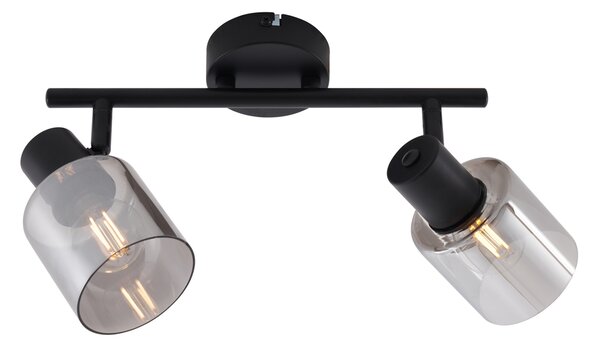 Plafoniera moderna nera con vetro fumé rotondo a 2 luci - Cilin
