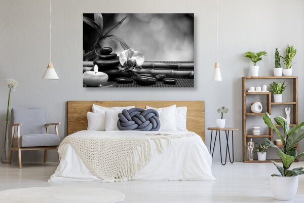 Stampa su tela – Armonia Feng Shui in bianco e nero