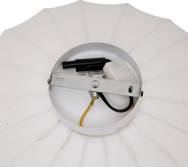 Lampada da soffitto Japandi bianca con paralume in tessuto - Bida