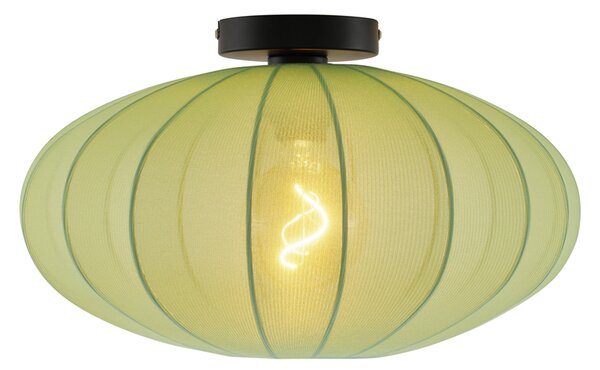 Lampada da soffitto Japandi verde con paralume in tessuto - Bida