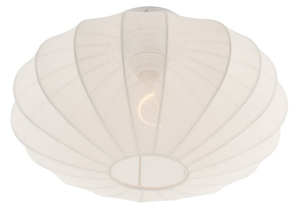 Lampada da soffitto Japandi bianca con paralume in tessuto - Bida