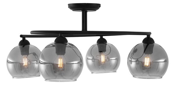 Plafoniera moderna nera con vetro fumé 4 luci - Alanis