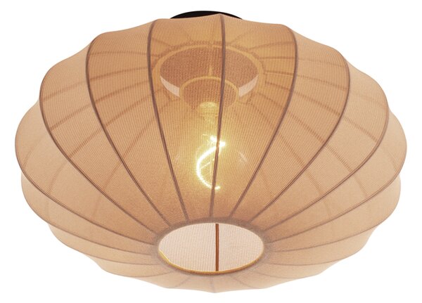 Lampada da soffitto Japandi marrone con paralume in tessuto - Bida