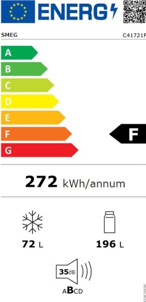 Smeg C41721F Frigorifero da Incasso Combinato Capacit 267 Litri Classe F Raffreddamento Ventilato