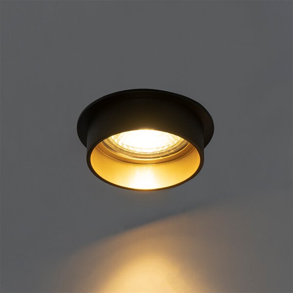 Set di 6 faretti da incasso moderni neri con interno dorato - Insta