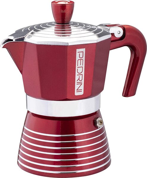 Pedrini Caffettiera 6 tazze Moka in Alluminio colore Rosso Passion - 02CF116 Infinity