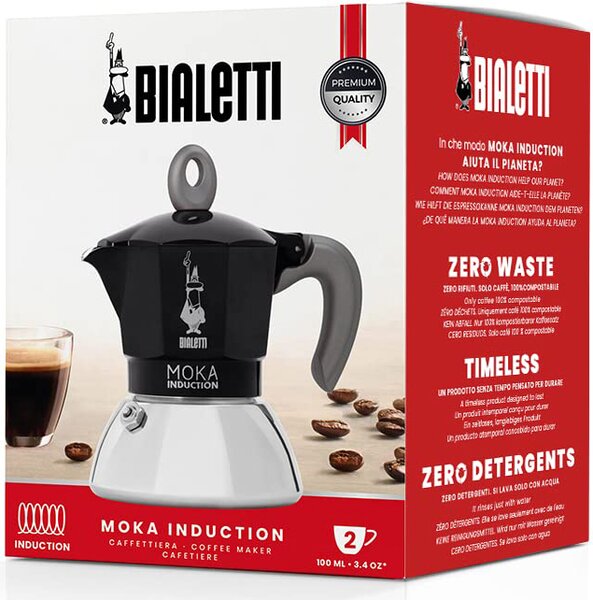 Bialetti Caffettiera 2 Tazze per induzione Alluminio colore Nero - 0006932