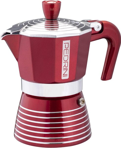 Pedrini Caffettiera 6 tazze Moka in Alluminio colore Rosso Passion - 02CF116 Infinity