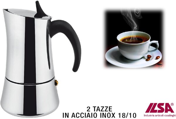 ILSA Caffettiera Espresso 2 Tazze Acciaio Inox 18/10 Induzione Elly - IS0088-2