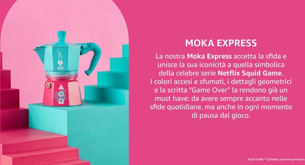 Bialetti Caffettiera Espresso Moka 6 Tazze in Alluminio Limited Edition Squidgame - 0005393
