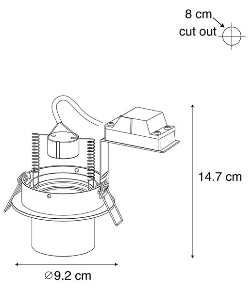 Faretto da incasso moderno canna di fucile GU10 50 mm rotondo orientabile - Installa