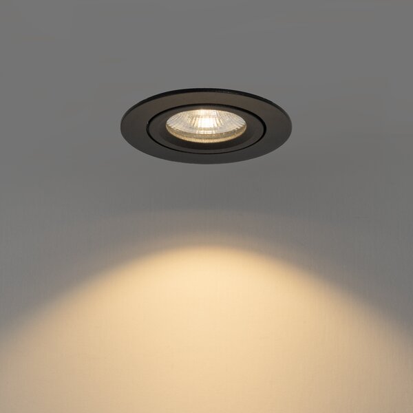 Faretto da incasso nero orientabile 8,2 cm con LED Dim to Warm IP54 Ultra Slim - Pupil