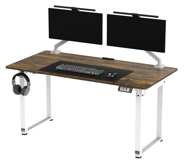 ULTRADESK UPLIFT Scrivania elettrica regolabile 160×75 cm, 72–118 cm, bianco-marrone