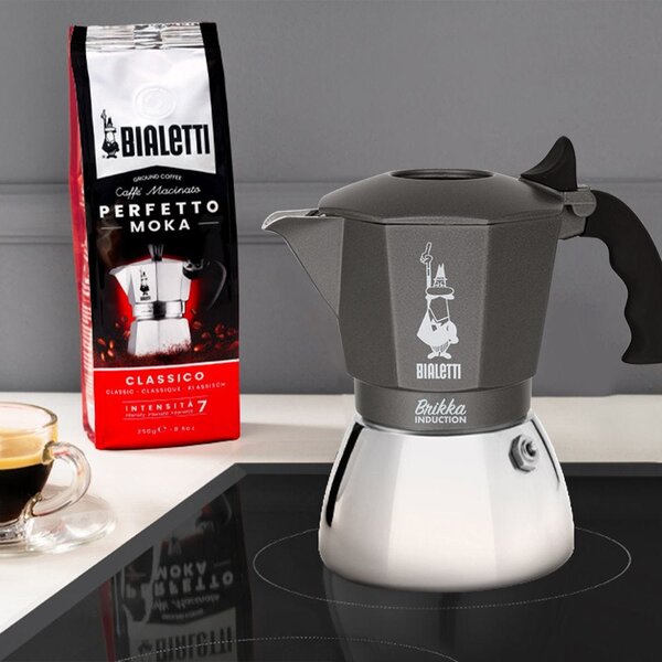 Bialetti Caffettiera Moka colore Nero Inox - Brikka Induction 0007317