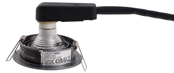 Set di 6 faretti da incasso moderni color canna di fucile GU10 50mm rotondi inclinabili - Chuck