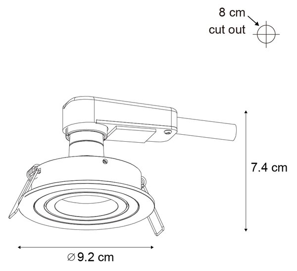 Faretto da incasso moderno canna di fucile GU10 50 mm rotondo orientabile - Rondoo