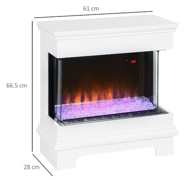 DecHome Caminetto Elettrico a 10 Colori con Spegnimento Automatico e Timer da 12h 61x28x66.5 cm colore Bianco - 866DHWT2