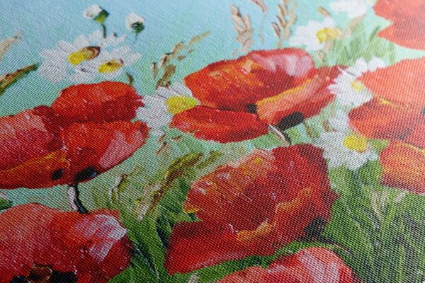 Stampa su tela – Papaveri di campo dipinti