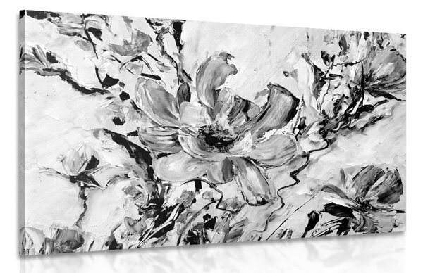 Quadro su tela – Fiori dipinti dell'estate in bianco e nero