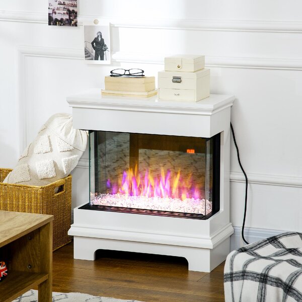 DecHome Caminetto Elettrico a 10 Colori con Spegnimento Automatico e Timer da 12h 61x28x66.5 cm colore Bianco - 866DHWT2