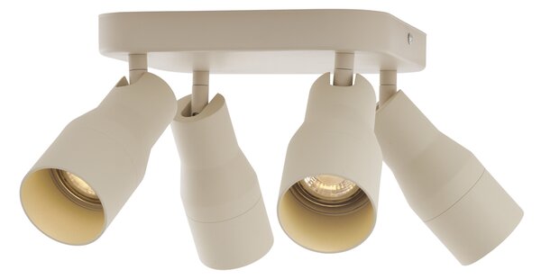 Faretto da soffitto quadrato beige GU10 50 mm 4 luci - Stanley