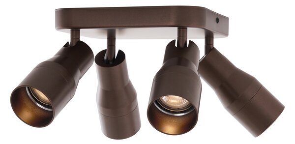 Faretto da soffitto quadrato 4 luci GU10 50 mm bronzo scuro - Stanley