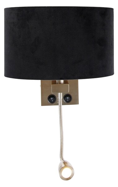 Lampada da parete in acciaio con paralume in velluto ovale nero 25 cm - Brescia Combi