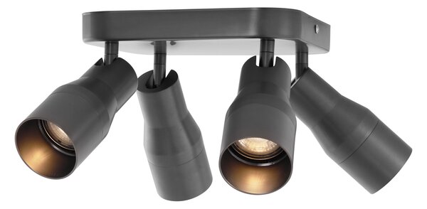 Faretto da soffitto quadrato GU10 50 mm 4 luci colore canna di fucile - Stanley