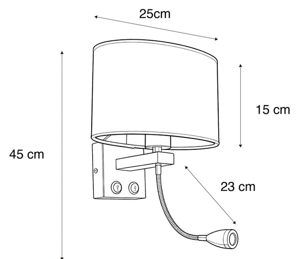 Lampada da parete in ottone con paralume ovale in velluto, motivo a foglie, 25 cm - Brescia Combi