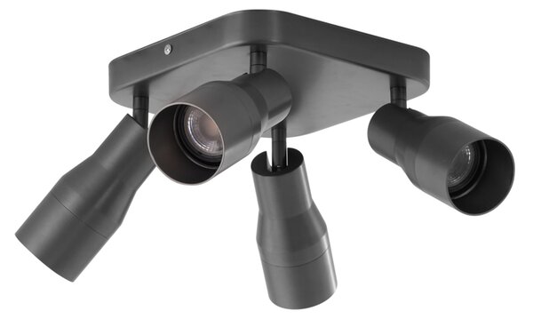 Faretto da soffitto quadrato GU10 50 mm 4 luci colore canna di fucile - Stanley