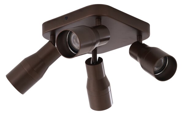 Faretto da soffitto quadrato 4 luci GU10 50 mm bronzo scuro - Stanley