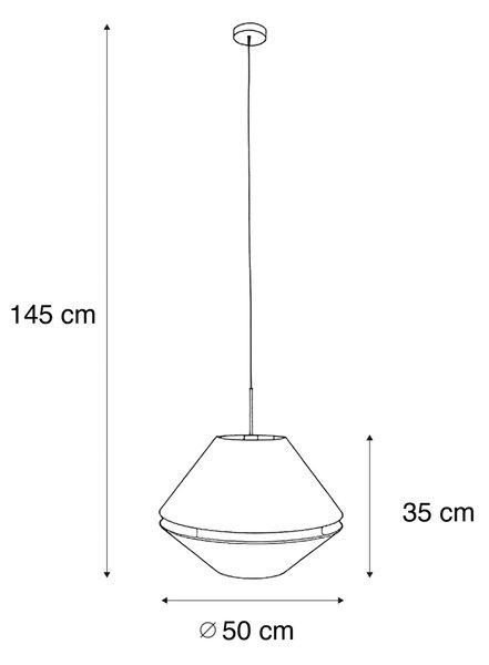 Lampada a sospensione nera con doppio paralume in velluto verde e interno oro - Combi 1