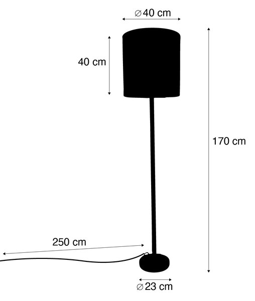 Lampada da terra in legno con paralume in velluto con design a coccodrillo 40cm - Mels