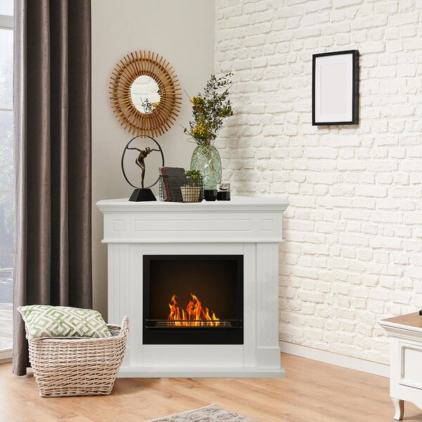 Divina Fire Camino a bioetanolo angolare biocamino da terra ad angolo Ford Bianco 110x63x102 h - DF87054