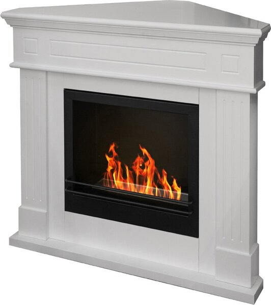 Divina Fire Camino a bioetanolo angolare biocamino da terra ad angolo Ford Bianco 110x63x102 h - DF87054