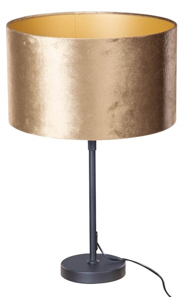 Lampada da Tavolo Nera con Paralume in Velluto Bronzo 35cm - Parte