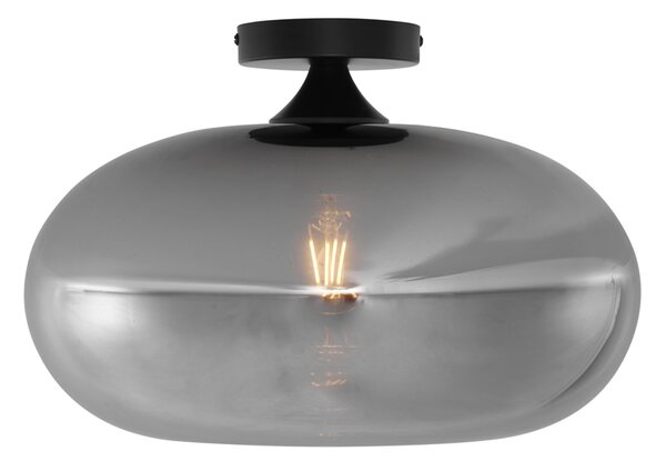 Lampada da soffitto Art Déco nera con vetro fumé 40 cm - Busa