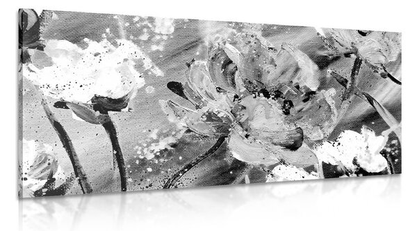Stampa su tela – Dipinto di fiori in bianco e nero