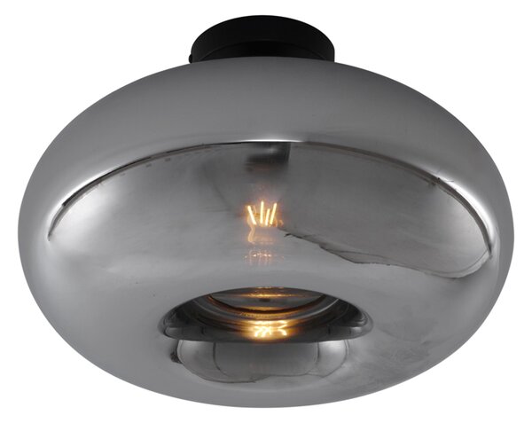 Lampada da soffitto Art Déco nera con vetro fumé 40 cm - Busa